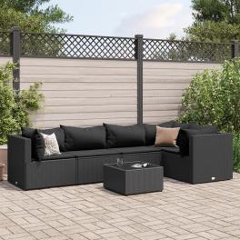 Patio lounge set black pe rattan medium adjustable armrests