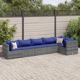 Patio lounge set grey pe rattan large modular