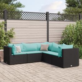 Patio lounge set black, water blue