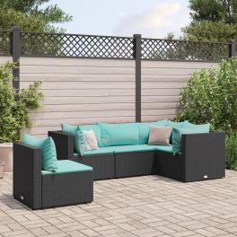Patio lounge set black, water blue