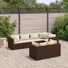 Patio lounge set set of 7 brown, cream white