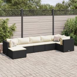 Patio lounge set black with cream white cushions