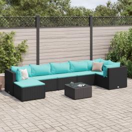 Patio lounge set black pe rattan large modular