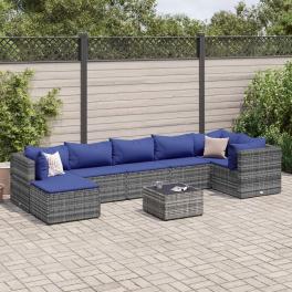 Patio lounge set grey pe rattan medium modular patio lounge set