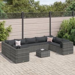 Patio lounge set gray pe rattan large adjustable feet