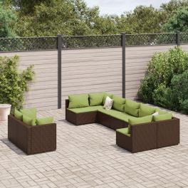 Patio sofa set set of 9 brown and green