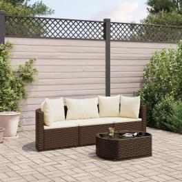 Patio sofa set set of 3 brown