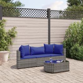 Patio sofa set set of 3 grey, dark blue