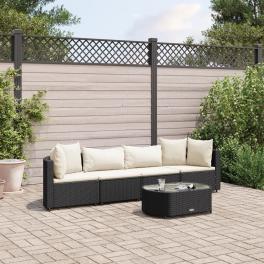 Patio sofa set set of 4 black pe rattan standard modular