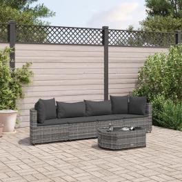 Patio sofa set set of 4 gray pe rattan medium adjustable feet