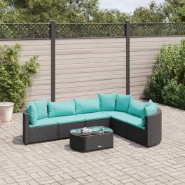 Patio sofa set set of 6 black, water blue