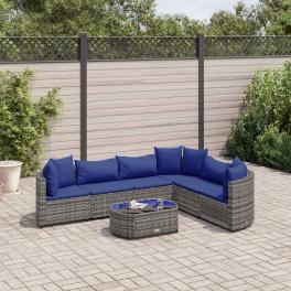 Patio sofa set set of 6 grey, dark blue