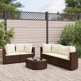 Patio sofa set set of 6 brown pe rattan 6 piece set modular