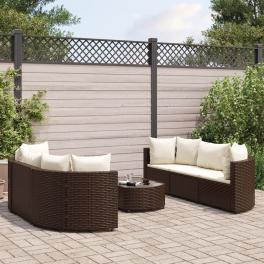 Patio sofa set set of 6 brown, cream white