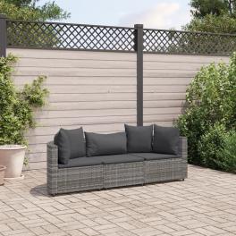 Patio sofa set set of 3 grey, anthracite