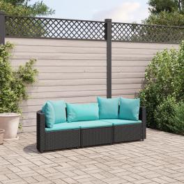Patio sofa set set of 3 black, water blue