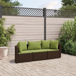 Patio sofa set set of 3 brown