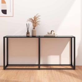 Console table black tempered glass 63.0x13.8x29.7in simple