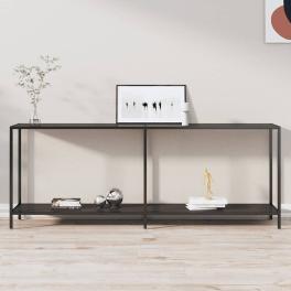 Console table black tempered glass 78.7 in length simple