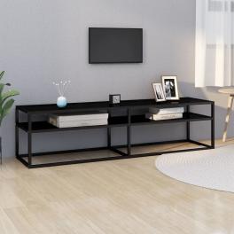 Tv cabinet black tempered glass, powder-coated steel medium