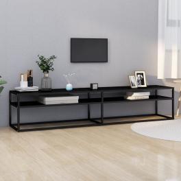 Tv cabinet black tempered glass 78.7 x 15.7 x 15.9 in sleek