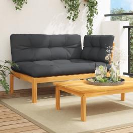 Pallet corner sofa gray anthracite solid acacia wood