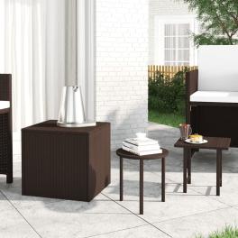 Garden side table brown pe rattan small stackable