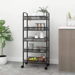 5-tier kitchen trolley black 18.1"x10.2"x41.3" iron