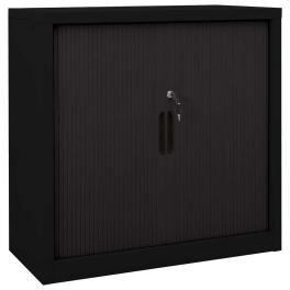 Sliding door cabinet black steel compact adjustable shelves