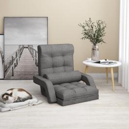 Floor lounger light gray fabric (100% polyester), metal, foam