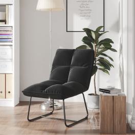 Leisure chair black velvet, metal medium adjustable backrest