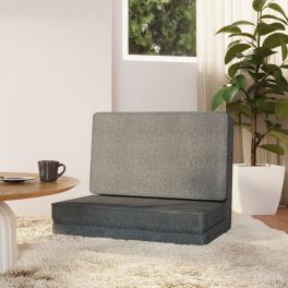 Floor chair light grey polyester, foam, metal compact foldable