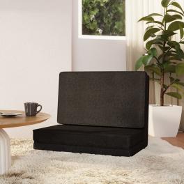 Floor chair black polyester, metal, foam compact foldable