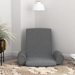 Floor chair light grey polyester, foam, metal compact foldable