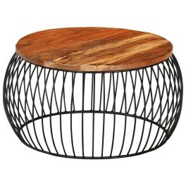 Coffee table multicolor solid reclaimed wood, powder-coated iron