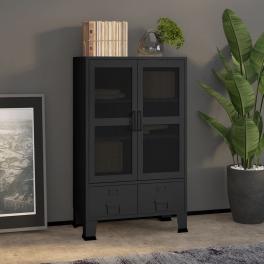 Storage chest black metal 27.6 x 15.7 x 45.3 in industrial