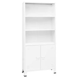 Bookshelf white steel medium bookshelf rectangular industrial