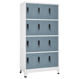 Locker cabinet light gray and dark gray steel large