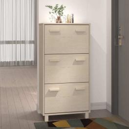 Shoe cabinet honey brown solid pine wood, mdf, plastic medium
