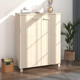 Shoe cabinet honey brown solid pine wood, mdf 33.5x15.7x42.5 in