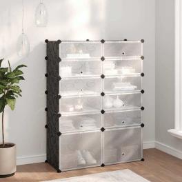 Shoe rack black pp (polypropylene), steel 37 x 14.6 x 49.2 in
