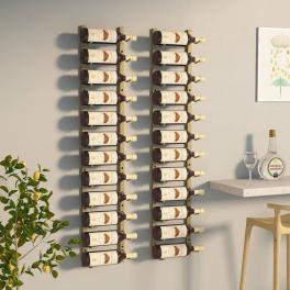 Wall mounted wine rack for 12 bottles 2 pcs gold iron