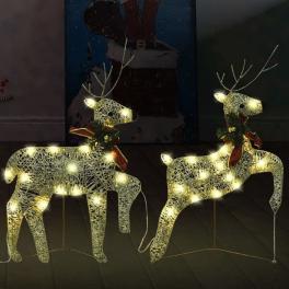 Christmas reindeer set of 2 gold mesh medium christmas reindeer