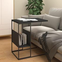Side table black engineered wood, iron medium side table