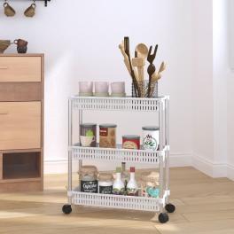 Storage trolley silver and white