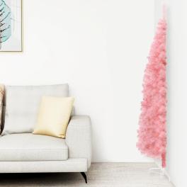 Artificial half christmas tree pink pvc, steel 94.5 in