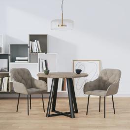 Dining chair set of 2 light grey velvet, metal, plywood