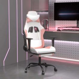 Gaming chair white and pink 75% pvc, 5% cotton, 20% polyester