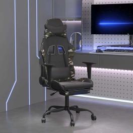 Gaming chair black and camouflage faux leather, metal, plywood
