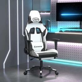 Gaming chair white faux leather, metal, plywood medium